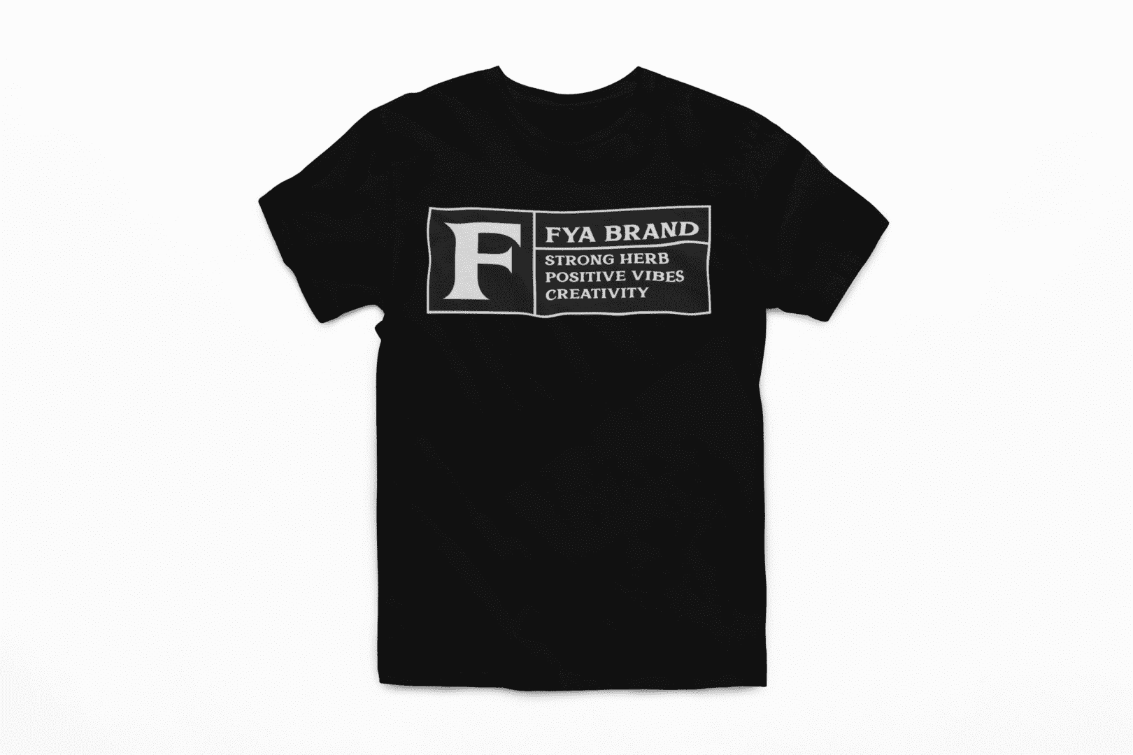 A black t-shirt with the letter f on it.