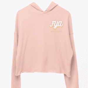 A pink hoodie with the word 