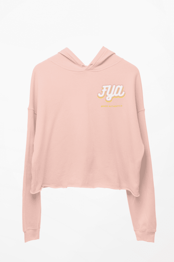 A pink hoodie with the word " fya " written on it.