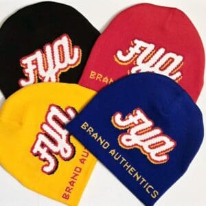 Four knit beanies with 