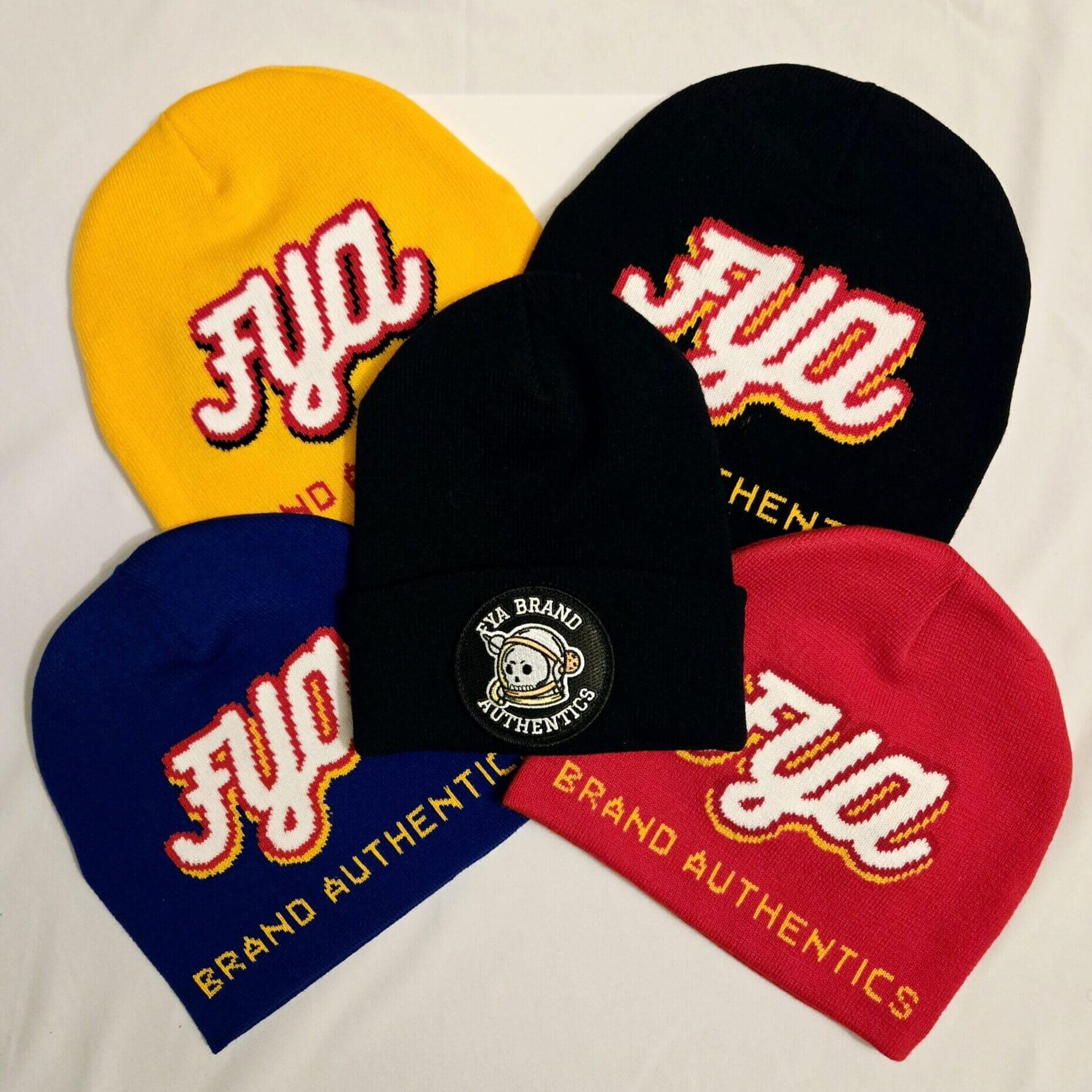 Fya Brand Authentic knit beanies.